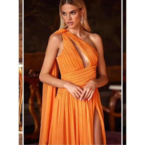 NWT ALAMOUR THE LABEL Sarelle Gown, Orange, Size 0 - Picture 6 of 7